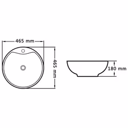 vidaXL Wash Basin with Overflow 46.5x18cm Ceramic Black Wash Bowl Sink Unit - Additional view 5