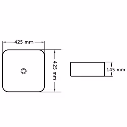 vidaXL Wash Basin 42.5x42.5x14.5cm Ceramic White Bathroom Washroom Bowl Sink - Additional view 5