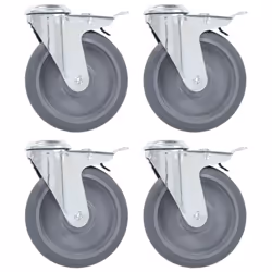 vidaXL 4x Bolt Hole Swivel Casters with Double Brakes 125mm TPR Trolley Wheel