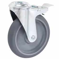 vidaXL 4x Bolt Hole Swivel Casters with Double Brakes 125mm TPR Trolley Wheel