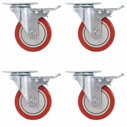 vidaXL Swivel Casters with Double Brakes 100mm Furniture Wheels Trolley Caster - 1 pcs