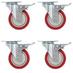 vidaXL Swivel Casters with Double Brakes 100mm Furniture Wheels Trolley Caster - 1 pcs