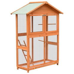 vidaXL Solid Pine & Fir Wood Bird Cage 125.5x59.5x164 cm Aviary House Habitat