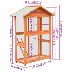 vidaXL Solid Pine & Fir Wood Bird Cage 125.5x59.5x164 cm Aviary House Habitat - Additional view 8