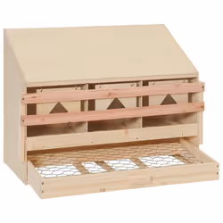 vidaXL Solid Pine Wood Chicken Laying Nest 3 Compartments Poultry Laying Nest - Additional view 2