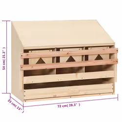 vidaXL Solid Pine Wood Chicken Laying Nest 3 Compartments Poultry Laying Nest - Additional view 9