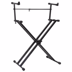 vidaXL Double Braced Keyboard Stand X-Frame Black Piano Height Adjustable
