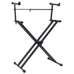 vidaXL Double Braced Keyboard Stand X-Frame Black Piano Height Adjustable