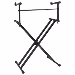 vidaXL Double Braced Keyboard Stand X-Frame Black Piano Height Adjustable