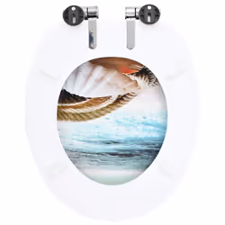 vidaXL WC Toilet Seat with Soft Close Lid MDF Muschel Design Bathroom Bidet - Additional view 4