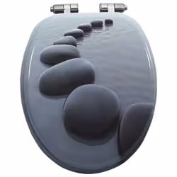 vidaXL WC Toilet Seat with Soft Close Lid MDF Stones Design Bathroom Bidet - Additional view 4