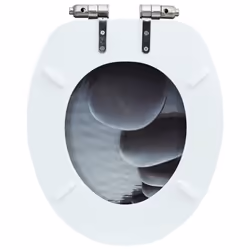 vidaXL WC Toilet Seat with Soft Close Lid MDF Stones Design Bathroom Bidet - Additional view 6