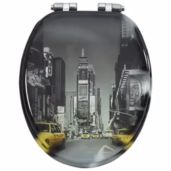 vidaXL WC Toilet Seat with Soft Close Lid MDF New York Design Bathroom Bidet - Additional view 4