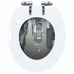 vidaXL WC Toilet Seat with Soft Close Lid MDF New York Design Bathroom Bidet - Additional view 6