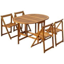 vidaXL Solid Acacia Wood Outdoor Dining Set 5 Piece Folding Patio Table Chairs