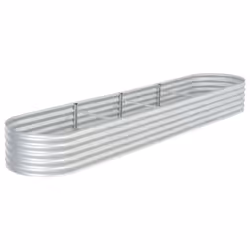 vidaXL Garden Raised Bed 400x80x44cm Galvanised Steel Silver Flower Raised Bed