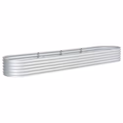 vidaXL Garden Raised Bed 400x80x44cm Galvanised Steel Silver Flower Raised Bed