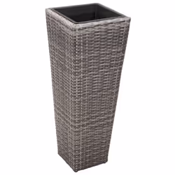 vidaXL 3x Garden Raised Beds Poly Rattan Grey Outdoor Flower Pot Planter Box