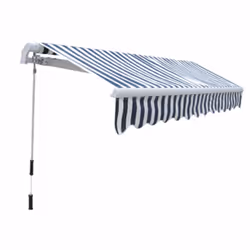 vidaXL Folding Awning Manual Operated 300cm Blue/White Canopy Solar Shade - Additional view 2
