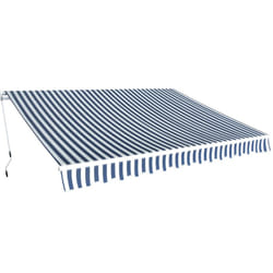 vidaXL Folding Awning Manual Operated Anthracite/Blue and White Multi Sizes - blue and white