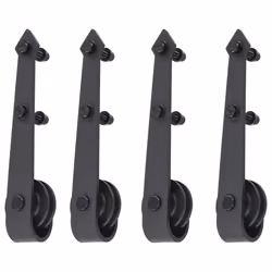 vidaXL Sliding Door Hardware Kit 2x183cm Steel Black Sliding Barn Gate Track - Additional view 4