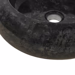 vidaXL Sink 40x12cm Marble Black Round Bathroom Natural Stone Wash Bowl Basin - Additional view 4