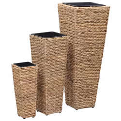 VidaXL Raised Beds Planter Flower Box Pot Indoor 3 pcs Water Hyacinth Brown