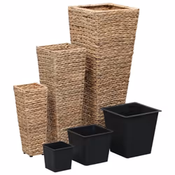VidaXL Raised Beds Planter Flower Box Pot Indoor 3 pcs Water Hyacinth Brown