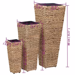VidaXL Raised Beds Planter Flower Box Pot Indoor 3 pcs Water Hyacinth Brown - Additional view 7