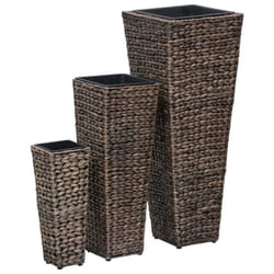 vidaXL Raised Beds Planter Flower Box Pot Indoor 3 pcs Water Hyacinth Dark Brown