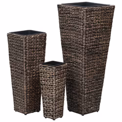 vidaXL Raised Beds Planter Flower Box Pot Indoor 3 pcs Water Hyacinth Dark Brown