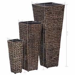 vidaXL Raised Beds Planter Flower Box Pot Indoor 3 pcs Water Hyacinth Dark Brown - Additional view 6