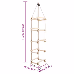 vidaXL Kids Rope Ladder 200cm Wood Baby Hanging Ladders Swing Climbing Wall - Additional view 6