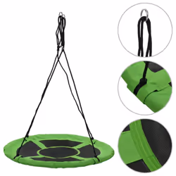vidaXL Swing 110cm Green Nest Rope Swing Spider Web Net Outdoor Garden Seat