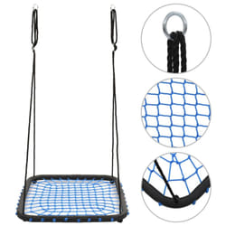 vidaXL Swing 104x76cm Blue Nest Rope Swing Spider Web Net Outdoor Garden Seat