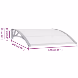 vidaXL Door Canopy Grey 120x100cm PC Window Rain Porch Shade Awning Shelter - Additional view 3