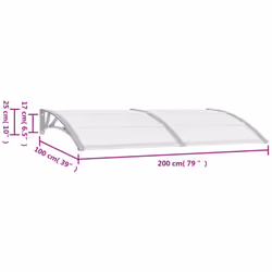 vidaXL Door Canopy Grey 200x100cm PC Window Rain Porch Shade Awning Shelter - Additional view 5