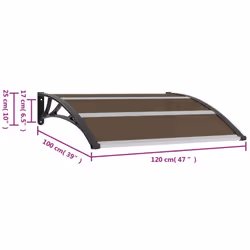 vidaXL Door Canopy Black 120x100cm PC Window Rain Porch Shade Awning Shelter - Additional view 11