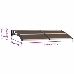 vidaXL Door Canopy Black 200x100cm PC Window Rain Porch Shade Awning Shelter - Additional view 10