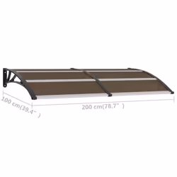 vidaXL Door Canopy Black 200x100cm PC Window Rain Porch Shade Awning Shelter - Additional view 5
