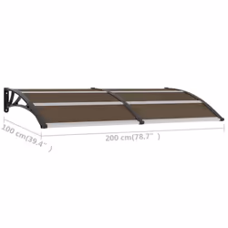 vidaXL Door Canopy Black 200x100cm PC Window Rain Porch Shade Awning Shelter - Additional view 6