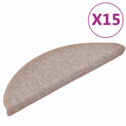 vidaXL 15x Carpet Stair Treads Light Brown 56x17cm Step Rug Protector Sheet