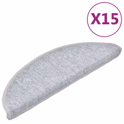 vidaXL 15x Carpet Stair Treads Light Grey 56x17cm Step Rug Protector Sheet