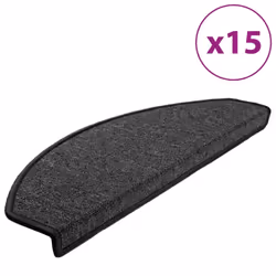 vidaXL 15x Carpet Stair Treads Anthracite 65x24cm Step Rug Protector Sheet