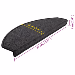 vidaXL 15x Carpet Stair Treads Anthracite 65x24cm Step Rug Protector Sheet - Additional view 8
