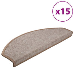 vidaXL 15x Carpet Stair Treads Light Brown 65x24cm Step Rug Protector Sheet