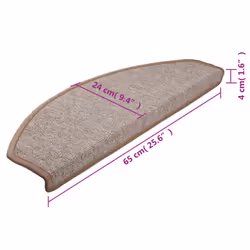 vidaXL 15x Carpet Stair Treads Light Brown 65x24cm Step Rug Protector Sheet