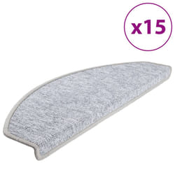 vidaXL 15x Carpet Stair Treads Light Grey 65x24cm Step Rug Protector Sheet