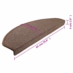 vidaXL 15x Carpet Stair Treads Coffee Brown 65x24cm Step Rug Protector Sheet