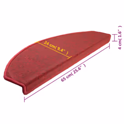 vidaXL 15x Carpet Stair Treads Bordeaux Red 65x24cm Step Rug Protector Sheet - Additional view 8